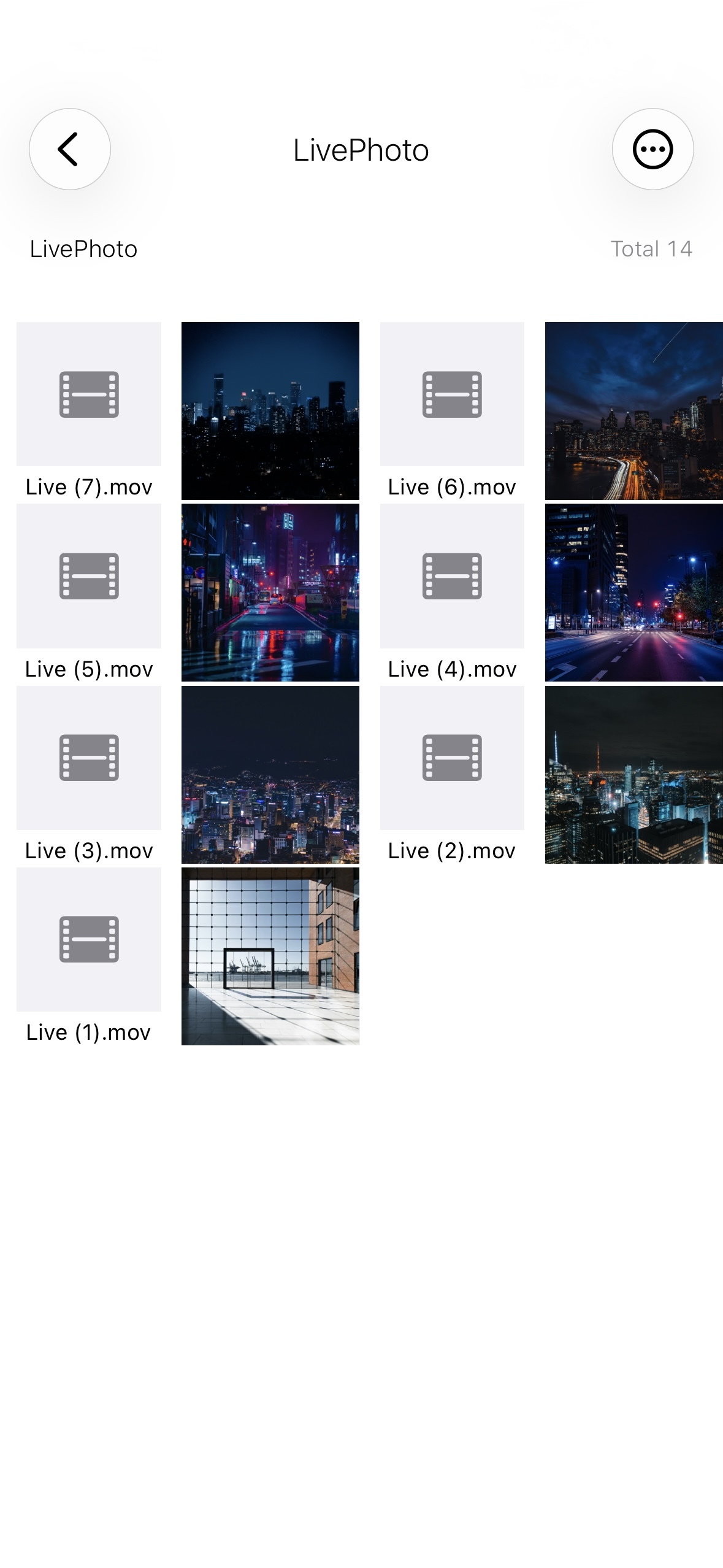 Separate photo and video backup files
