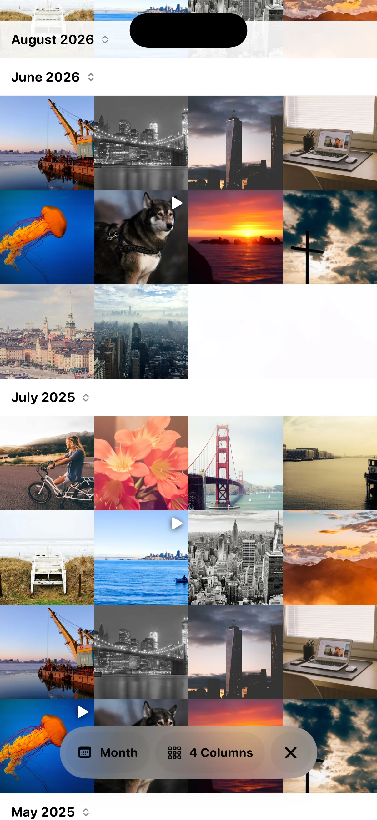 TorchPhoto Timeline Viewer combining thumbnails from registered servers